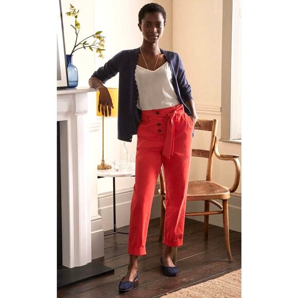 Boden Merino Wool Scallop Trim Cardigan Navy Blue Size 10 Button Front V-Neck - Picture 5 of 13